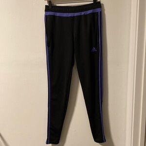 Adidas Black and Purple Athletic Joggers (S)
